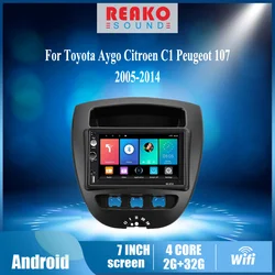 REAKOSOUND reproductor Multimedia con GPS para coche, autorradio con Android, 2 Din, 7 pulgadas, para Toyota Aygo, Citroen C1, Peugeot 107, 2005 2014