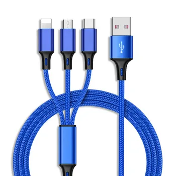 

2019 New 3 In 1 Led Usb Type C Charging Cable Multiple Micro Usb Long Cable Usbc Typec for Samsung Multi Usb Port Charger Cables