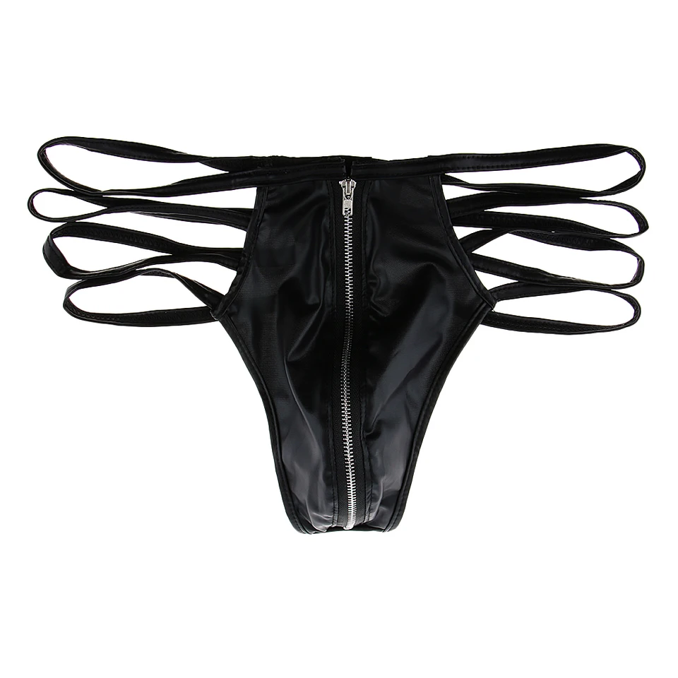black leather thong