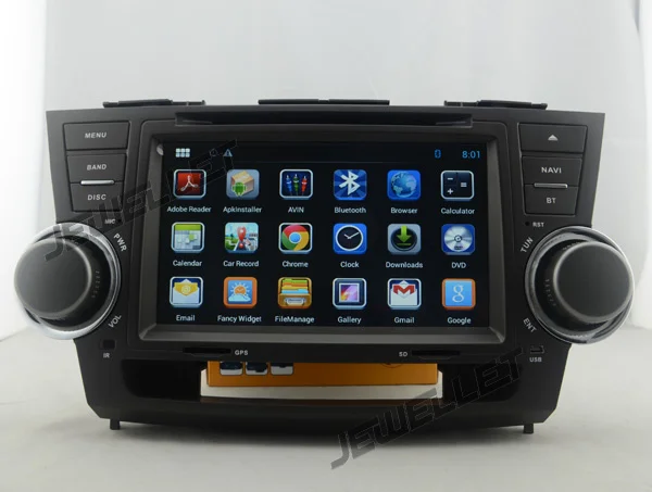Четырехъядерный 1024*600 HD экран Android 9,0 автомобильный DVD gps радио навигация для Toyota Highlander Kluger 2008-2013