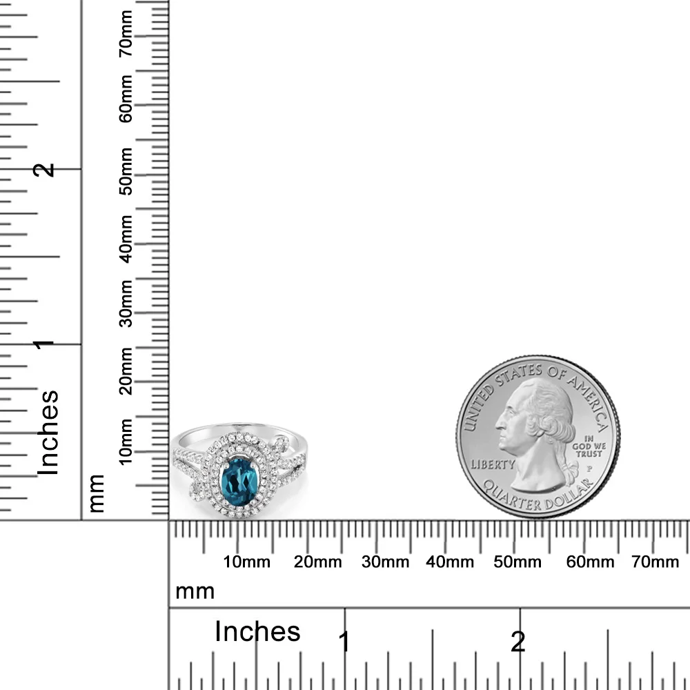 GemStoneKing 2,15 карат Овальный натуральный Лондонский голубой топаз винтажные кольца для женщин 925 пробы Серебряное кольцо с драгоценным камнем хорошее ювелирное изделие