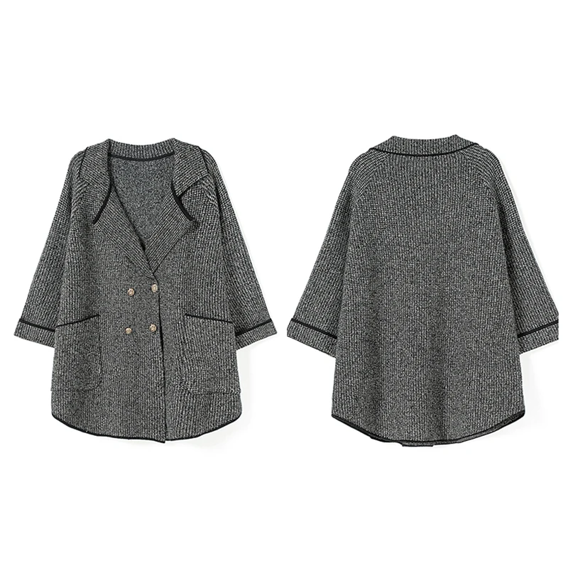 Fashion Lady Cardigan Sweater Coat Women Autumn Winter Sweater Double-Breasted Loose Casual Knitted Sweater Cardigan LS204