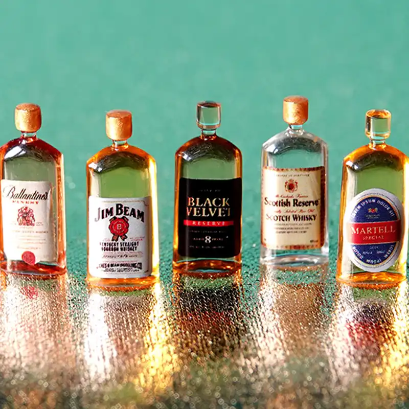 6 pçs 1:12 casa de bonecas em miniatura acessórios mini resina uísque garrafa vinho simulação móveis modelo brinquedos para casa boneca decoração