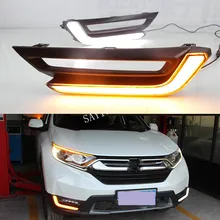 1Pair Car LED DRL Daytime Running Lights Fog Lamp Case For Honda CR-V CRV with Turning signal Day Light