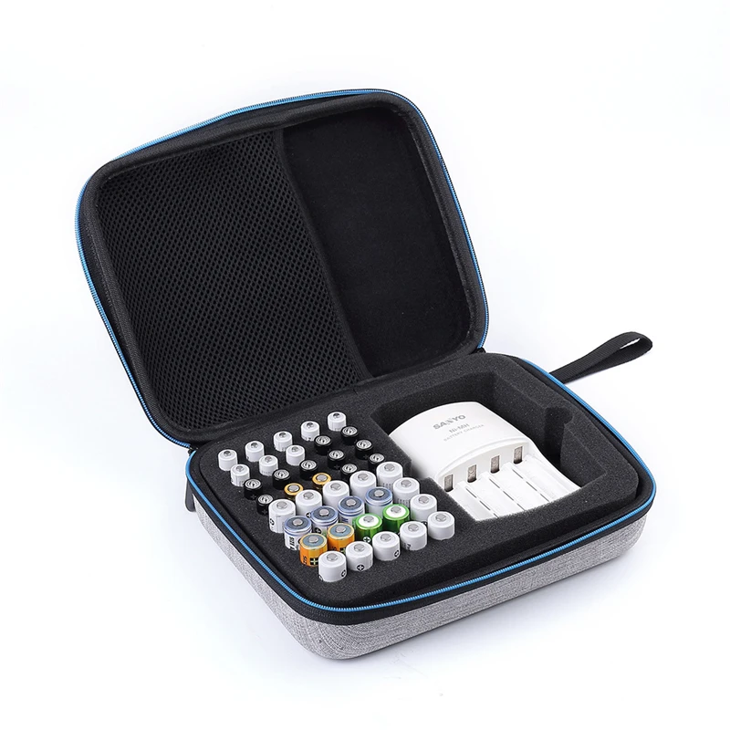 

1Pc AA AAA Shockproof Battery Storage Box /Power Bank Case/Battery Holder organizer For 40pcs aa aaa Piles with Zipper