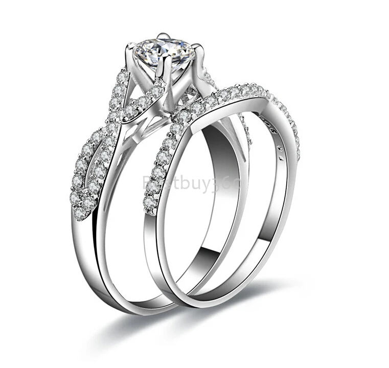 0.5ct кольцо SONA Диамант ювелирные изделия Твердое Серебро 925 пробы обручальные кольца набор