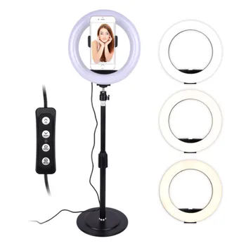 

Ring Light 20cm Photography LED Selfie Lighting Dimmable Fotografia Photo Studio for Makeup Video Tripod Lamp Backdrop Stand