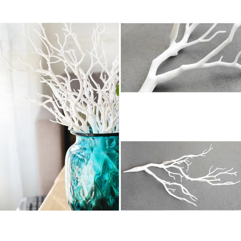 Искусственное дерево ветка из белого пластика маленькое сушеные ветки растение