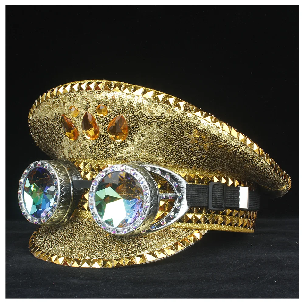 Steampunk Unisex Men Women Police Hat With Metal Classes Outdoor Performance Hat Military Hat Captain Hat 3 Size