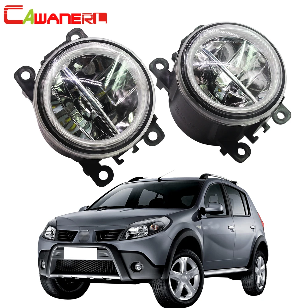 Cawanerl для 2008 2015 Renault Sandero / Stepway хэтчбек светодиодный туман светильник + ангел глаз DRL