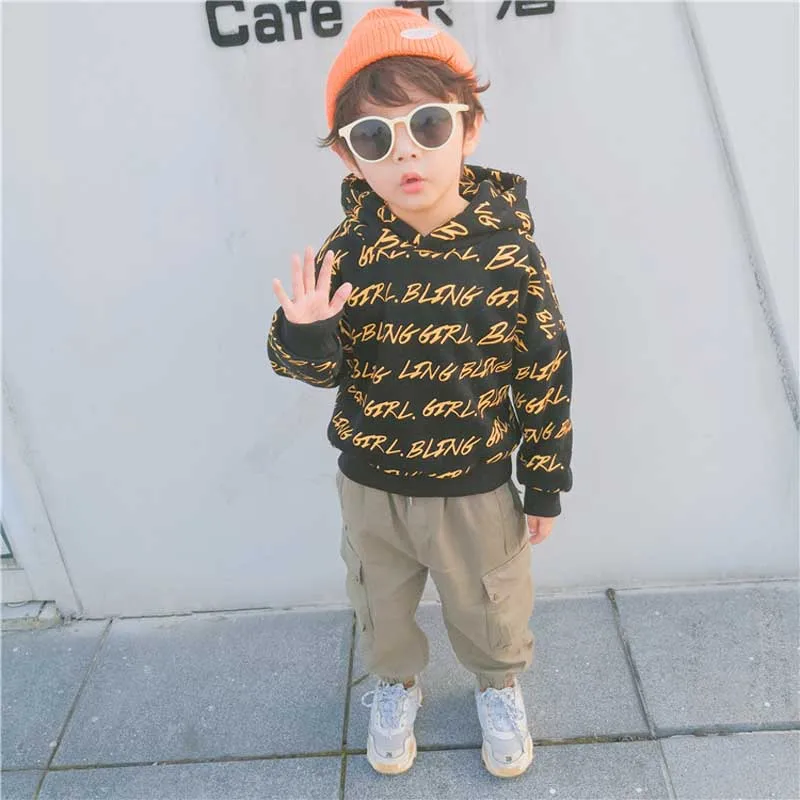 Winter Printing Boys Girls Hoodies Cotton Long Sleeve Sweatshirt Toddler Thicken Casual Sweater Kids Plus Velvet Tops Costume