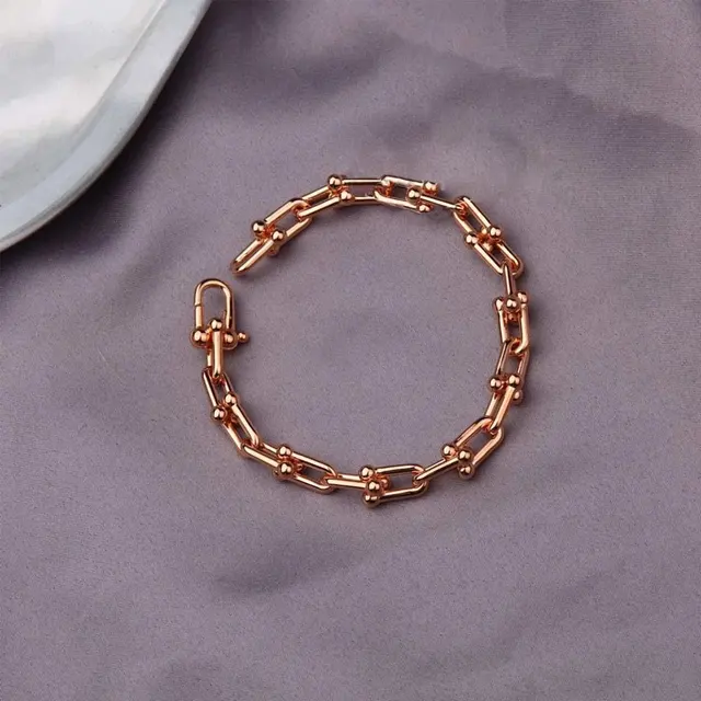 Women's S925 silver U-shaped bracelet, high quality, original, classic, elegant, multi color, women's jewelry, free delivery Rose Gold
