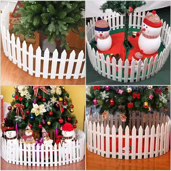 

Christmas Tree Fences White Plastic Fence Miniature Home Garden Xmas Tree Ornament Wedding Party Decoration Fence 35.4 inch