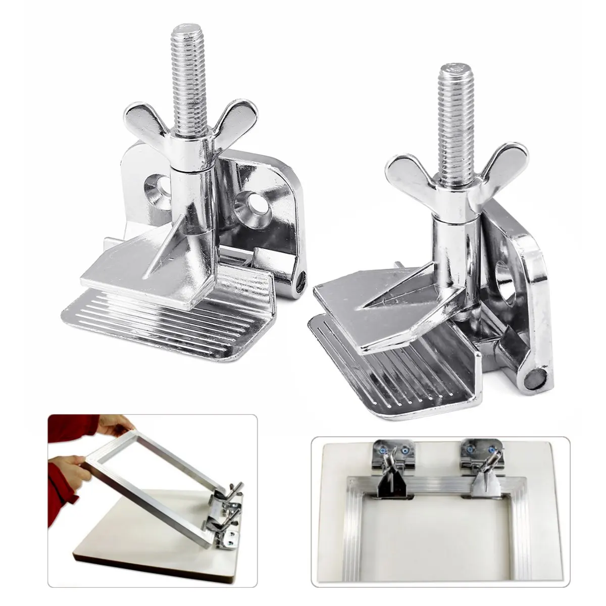 

2PCS Screen Printing Butterfly Frame Hinge Clamps Chrome Plated Alloy Screen Printing Hinge Clamps DIY Fixing Screens Tool