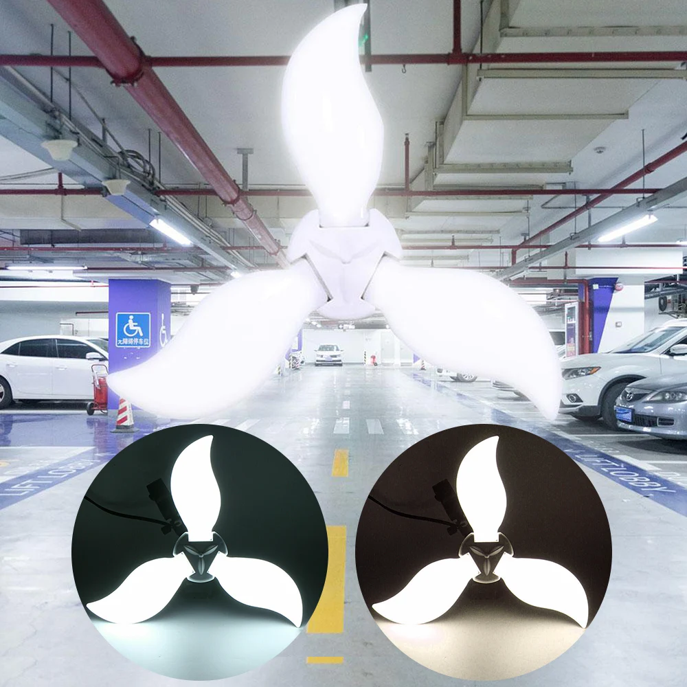 

E26/E27 Deformable LED Garage Light Bulb Ceiling Fixture Light Workshop Lamp High Brightness Energy Saving 90° Rotate Q30