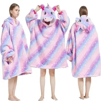 

Winter Christmas Blanket Sweatshirts Oversized Hoodies Giant For Women Hoody Plaid With Sleeve Solid Warm Hooded Blanket Adult