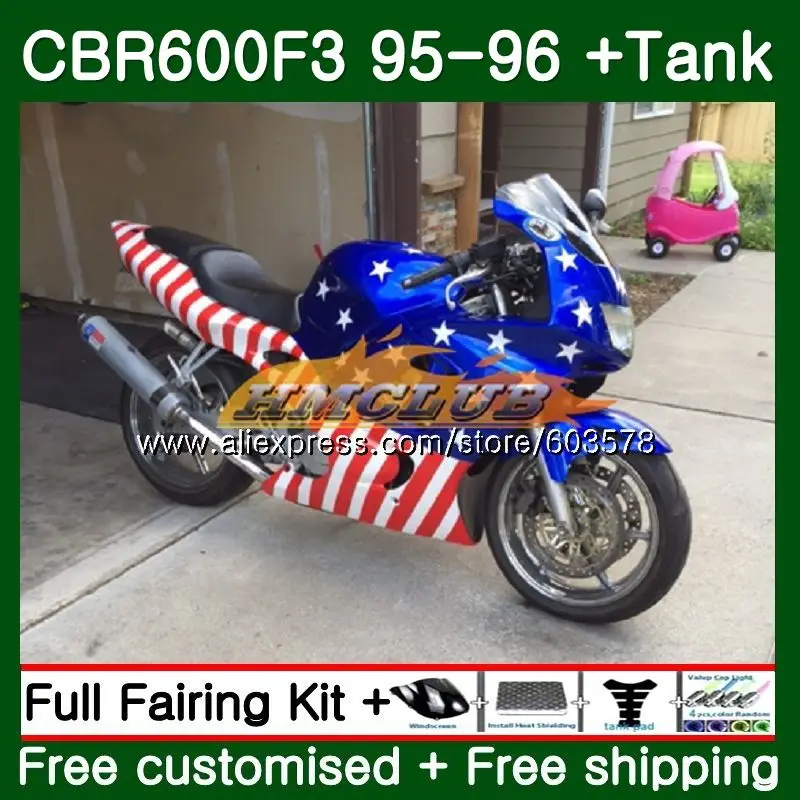 Корпус для HONDA CBR600RR CBR 600F3 FS CBR 600 F3 1995 1996 67CL. 43 флaг сшa yзкиe 600CC CBR600FS CBR600F3 CBR600 F3 95 96 обтекатели - Цвет: No. 1