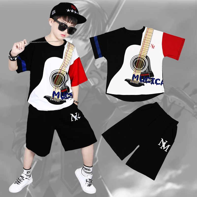 Tshirt + Harem Terno de Esportes Traje para o Menino Verão Crianças Roupas Xadrez Pant Criança Menino Legal Hip Hop 2020 18 2 ??
