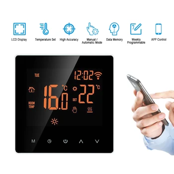 

WIFI Thermostat Water/Gas Boiler Digital Temperature Controller Touchscreen LCD Week Programmable Anti-freeze Function For Home