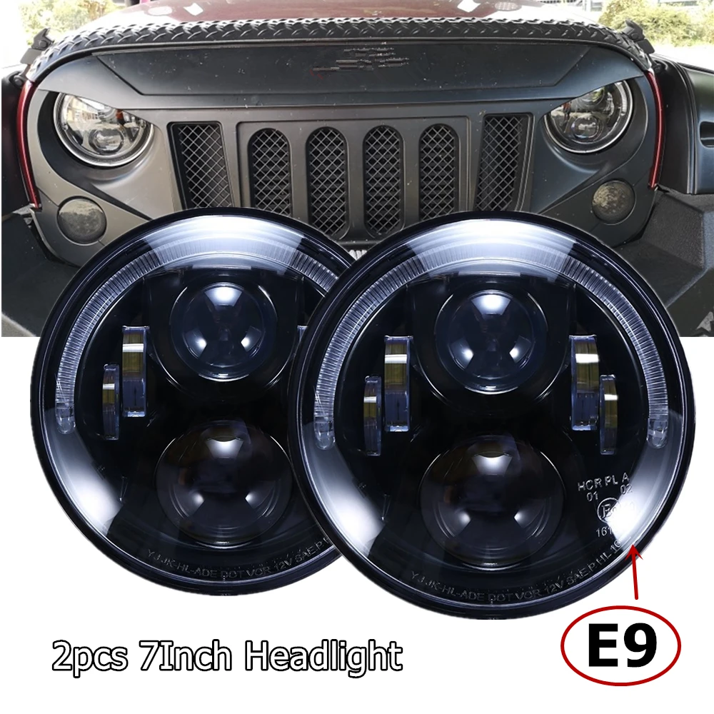 Emarked E9 7-дюймовая светодиодная фара RHD для Jeep Wrangler JK TJ CJ Land Rover Defender европейские