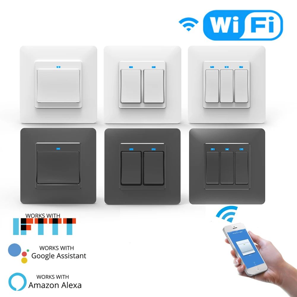 Wi-Fi DE Смарт кнопочный переключатель 1/2/3 съемный и съемный приложение Smart Life приложение Tuya дистанционного Управление работать с Alexa Google Home