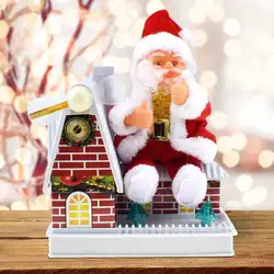 Новинка Электрический Забавный вращающийся красочный свет ветряная мельница дом Санта Клаус Рождественское украшение санта клаус