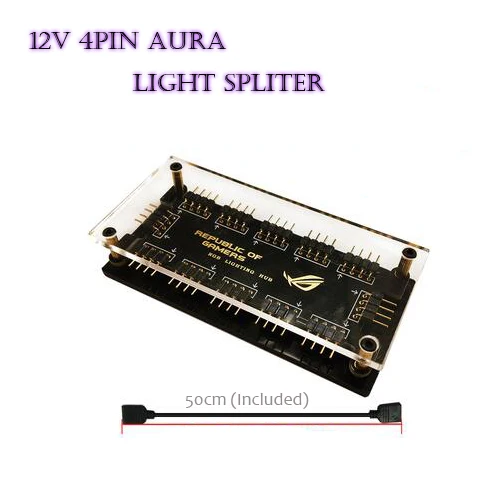 Motherboard AURA 12V 4PIN HUB RGB Light FAN computer case decoration light strip spliter sync motherboard 12v 4pin interface
