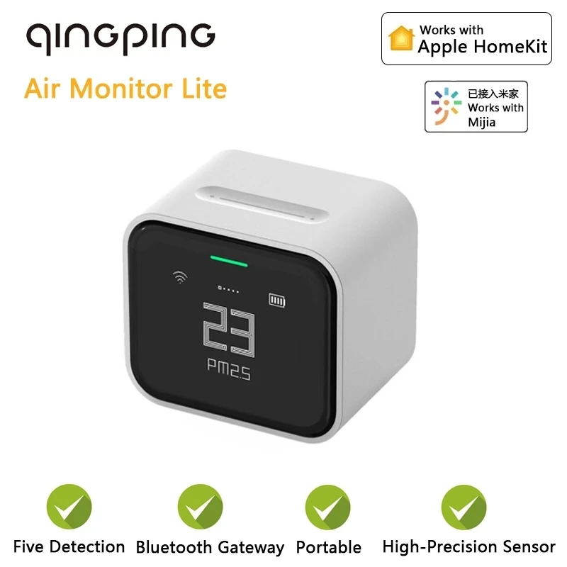 Temperature Humidity Sensor Temperature Humidity Meter Air Quality Monitor Carbon Dioxide Detector Qingping Air Quality Monitor CO2 Detector Temperature Humidity Smart Sensor LCD Display Home Life Automation Work With Mijia App