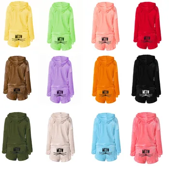 

Plus size S-XXXLAutumn Winter Women Pyjamas Sets Thick Warm Flannel Suit Flannel Long Sleeve Female cat Animal nightwear pajamas