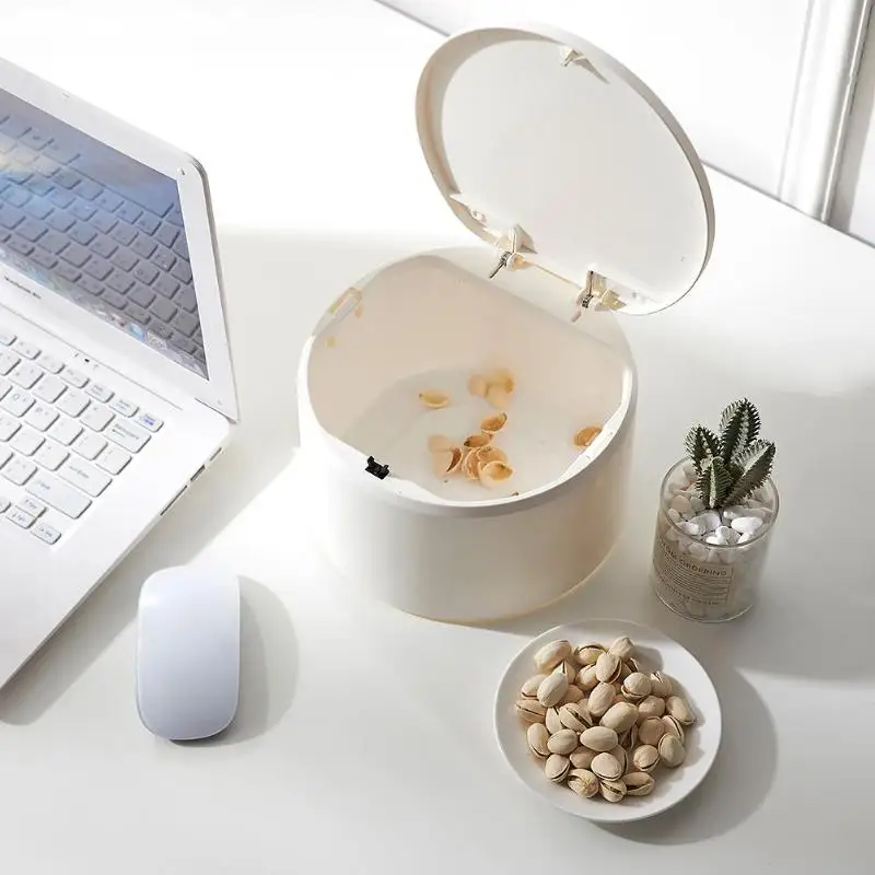 Desktop Bins Pressure Capped Bucket Trash Cans Holder Mini Double-layer Waste Container Home Kitchen Office Garbage Storage