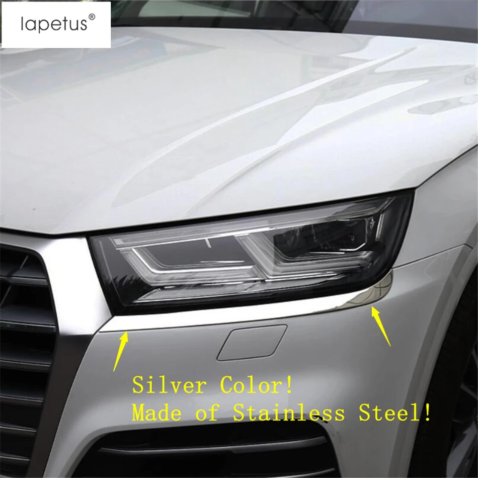 Аксессуары Lapetus подходят для Audi Q5 передние фары лампы век бровей молдинг крышка комплект отделка/нержавеющая сталь