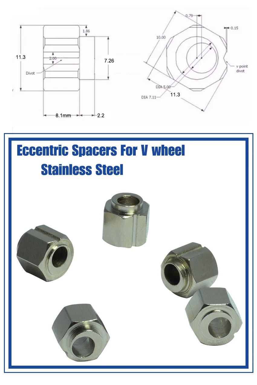 5pcs Bore Eccentric Spacers For V Wheel Aluminium Extrusion 3D Printer 5*8 OD 