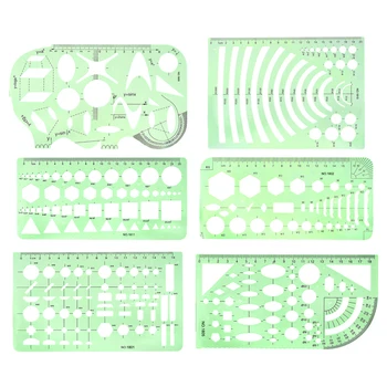 

uxcell Geometric Drawing Template Set Measuring Ruler 15cm 16cm 18cm 20cm for Art Design Building Formwork Network Technique
