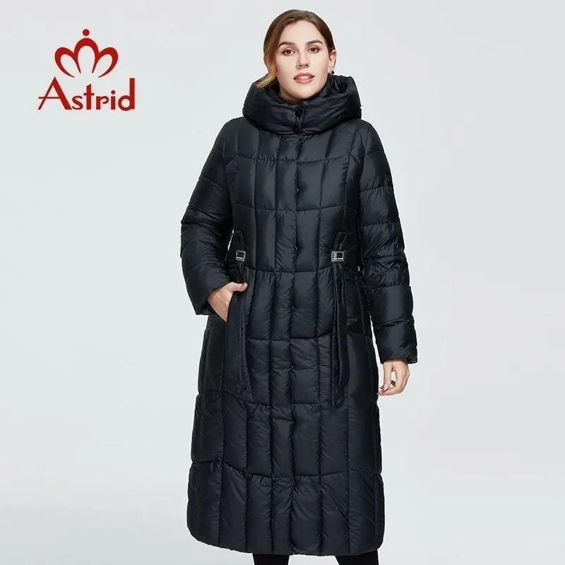 Thick Jacket Parka Female Winter Womens Astrid Clothing Hooded Plaid Long Large-Sizes