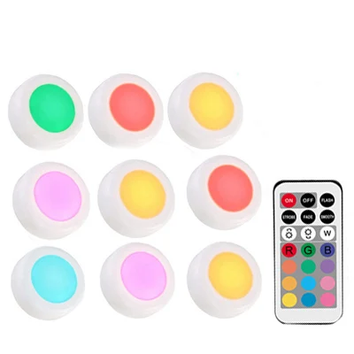 Беспроводной многоцветный Диммируемый RGB светильник для шкафа с дистанционным управлением, сенсорный датчик для шкафа, светодиодный светильник для настенного гардероба, лестницы, коридора, ночника - Цвет: 9 lamp 1 controller