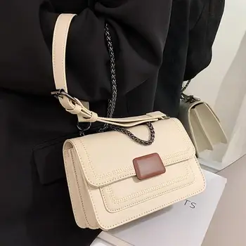 

Contrast color Square Crossbody bag 2020 Fashion New Quality PU Leather Women's Designer Handbag Chain Shoulder Messenger Bag