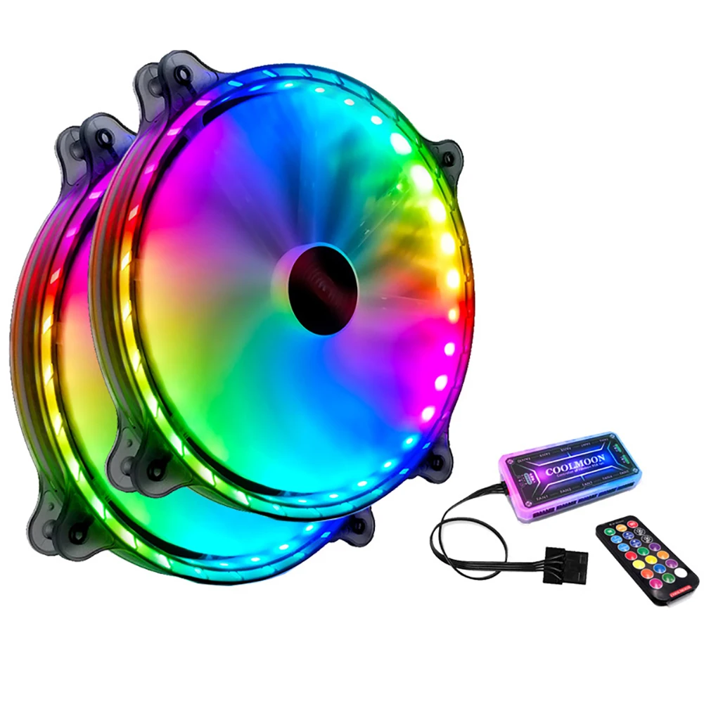 20 см чехол для компьютера RGB Вентилятор охлаждения с пультом дистанционного управления Легкая установка 32 светодиодный процессор 11 лопастей большой объем воздуха тихий цветной