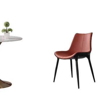 

Modern minimalist dining chair home nordic designer backrest net red light luxury leather chair leisure reception chair