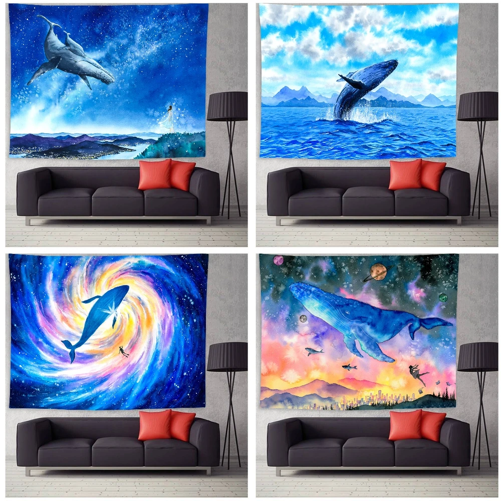 

Marine Animal Tapestry Wall Hanging Decor Tapestries Bedroom Whale Wall Blanket for Living Room Bedroom Dorm Decor