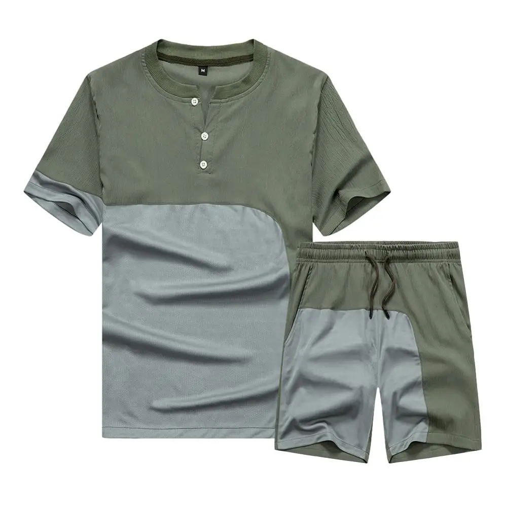 Men Sets Brand New 2020 Summer Men's Casual Tracksuit Clothing T-Shirts+Shorts 2PCS Splice Set Male Loose Streetwear Sport Suit