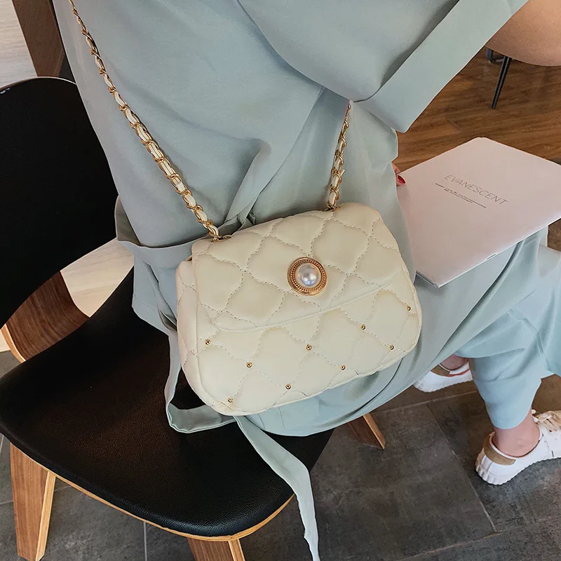 

Mini Bags2019 Elegant WOMEN'S Bag Small Evening Bag Korean-style Graceful Rhombus Chain Rivet Bag