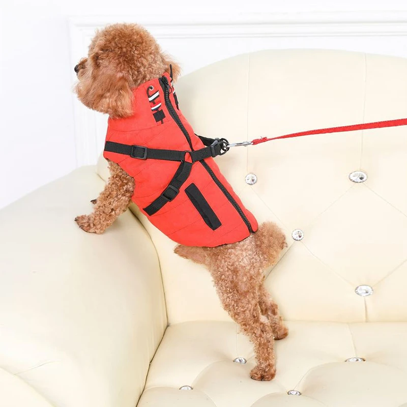 

Winter dog clothes Super warm jacket thick padded jacket waterproof Self traction buckle Fleece dog vest tops dog casual dresses