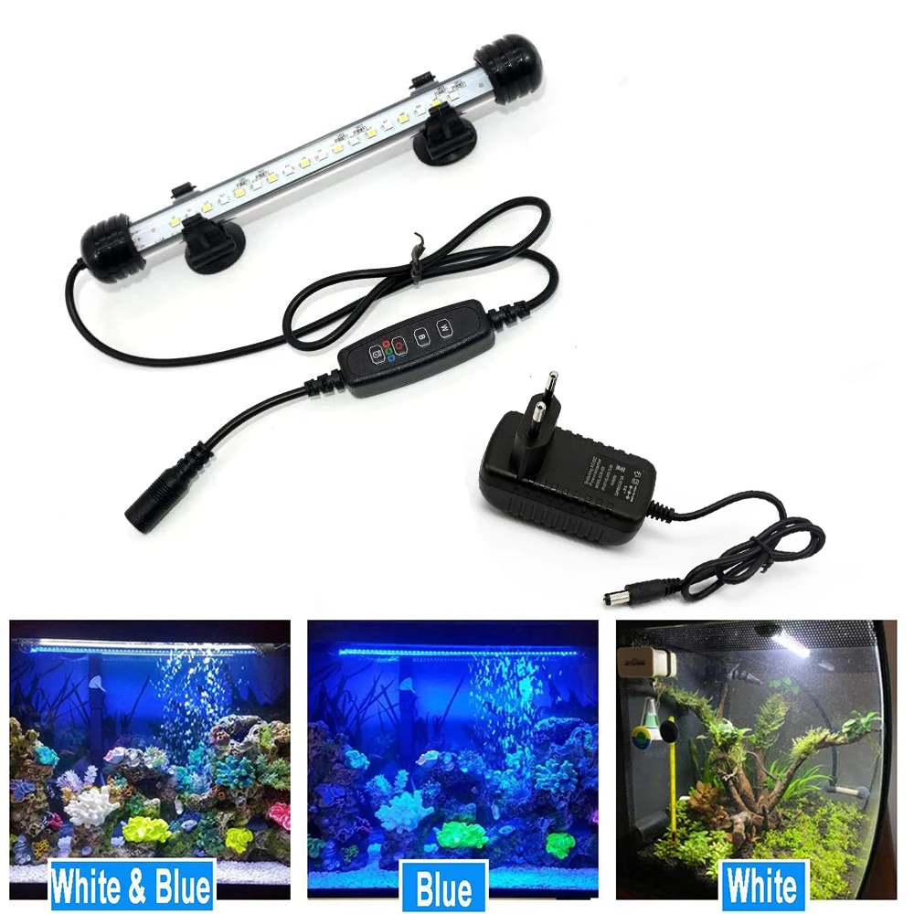 LED Aquarium Lights Waterproof Fish Tank Light Submersible Underwater Clip Lamp Aquatic Decor lamp with Timer Auto On/Off D30 