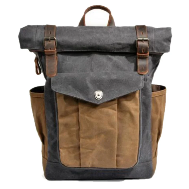 dark Gray Color Luxury Vintage Backpacks for Men Women Oil Wax Travel Backpack Large Waterproof Daypacks Retro Backpack - Цвет: dark Gray Color