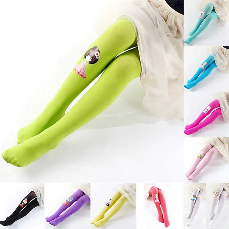 

10 Colors Spring Autumn Infant Baby Girls Velvet Long Leggings Cute Cartoon Pattern Candy Solid Color Tight Leggings 3-8year