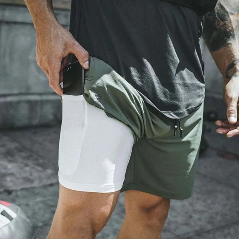 Мужская Спортивная тренировка бодибилдинг, летние шорты для тренировок в фитнес-зале короткие мужские брюки для бега, штаны, одежда - Цвет: Армейский зеленый