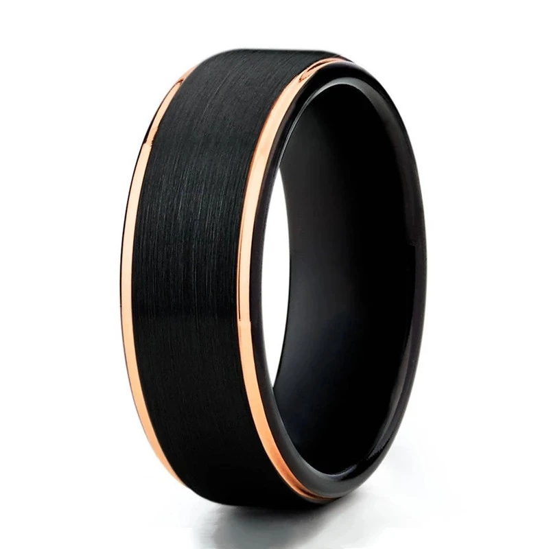 8mm Fashion Men Rings Black Brushed Simple Rings Wedding Bands Classic ...