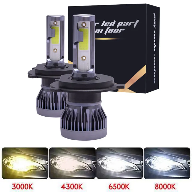 2Pcs Mini H4 H7 LED Car Headlight Kit 6000K 3000K 8000K 80W 12000LM H1 H11 9005 HB3 9006 HB4 H8 H9 12000K Bulbs Car Accessories