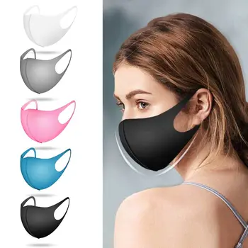

5Pcs/Set Creative Adult 3D Ice Silk Cotton Mouth Mask Washable Breathable Thickened Sun Protection Dustproof Earloop Face Cover