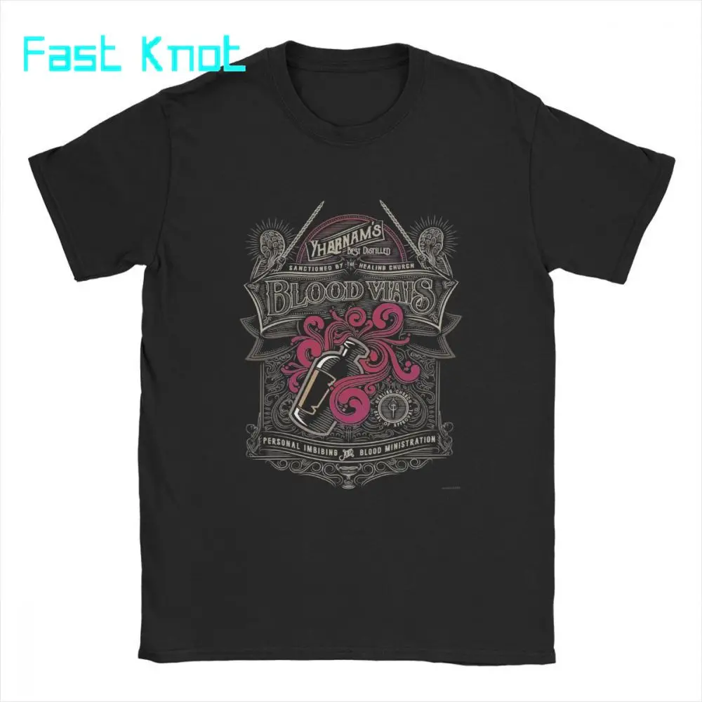 Yharnam's кровяные флаконы футболки для мужчин 100% хлопок новинка футболка с